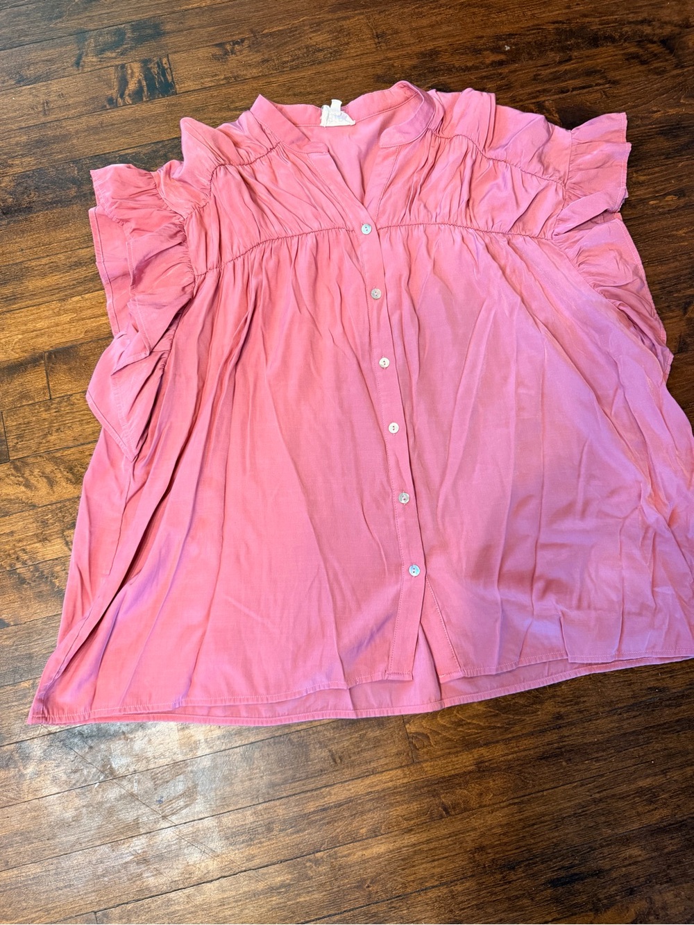 Bibi Pink Oversized Ruffle Sleeve Blouse Size S Flowy Boho Babydoll Top